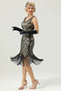 Load image into Gallery viewer, Black V Neck Sequin 1920s Flapper Dress