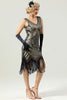 Load image into Gallery viewer, Black V Neck Sequin 1920s Flapper Dress