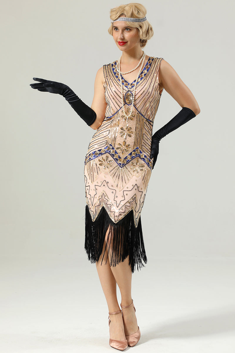 Load image into Gallery viewer, Pink 1920s Sleeveless Gatsby Dress