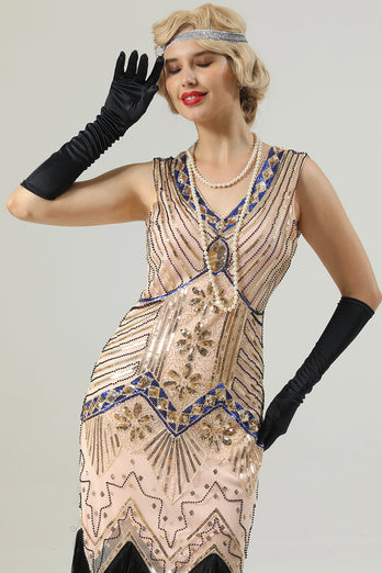 Pink 1920s Sleeveless Gatsby Dress