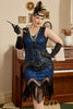 Load image into Gallery viewer, Sequin Royal Blue Plus Size 1920s Flapper Dress