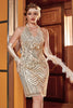 Load image into Gallery viewer, Gold V Neck Gatsby Dress