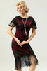 Load image into Gallery viewer, 1920 Black&amp;Red Sequins Dress with Batwing Sleeves