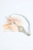 Load image into Gallery viewer, Blush 1920s Beaded Sequin Headband with Feather