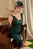 Load image into Gallery viewer, Dark Green Plus Size 1920s Dress With Tassel