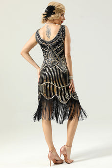 1920 Retro Dark Green Sequin Fringe Dress