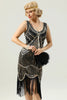 Load image into Gallery viewer, Black Deep V Neck Flapper 1920s Dress