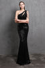 Load image into Gallery viewer, Gold Mermaid One Shoulder Sequin Prom Dresses