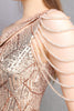 Load image into Gallery viewer, Gold Mermaid One Shoulder Sequin Prom Dresses