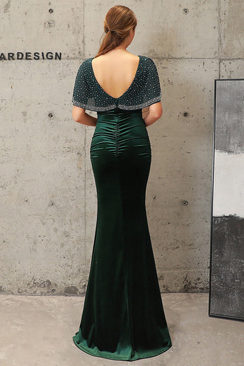 Dark Green Mermaid Velvet Evening Dress