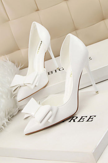 Sweet Bow Pointed Side Hollow High Heels