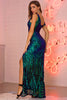 Load image into Gallery viewer, Off Shouder Sequins Prom Dress with Slit