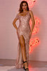 Load image into Gallery viewer, Off Shouder Sequins Prom Dress with Slit