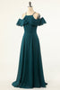 Load image into Gallery viewer, Green Cold Shoulder Prom Dress