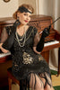 Load image into Gallery viewer, Plus Size 1920s Gatsby Sequin Fringed Paisley Flapper Dress