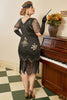 Load image into Gallery viewer, Plus Size 1920s Gatsby Sequin Fringed Paisley Flapper Dress