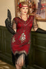 Load image into Gallery viewer, Plus Size 1920s Gatsby Sequin Fringed Paisley Flapper Dress