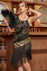 Load image into Gallery viewer, Black Fringe Seuqins Gatsby 1920s Dress