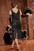 Load image into Gallery viewer, Black V-neck Fringe Sequins Gatsby 1920s Flapper Dress