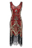 Load image into Gallery viewer, Black V-neck Fringe Sequins Gatsby 1920s Flapper Dress