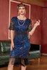 Load image into Gallery viewer, Blue Sequins Fringe Gatsby 1920s Dress with Sleeves