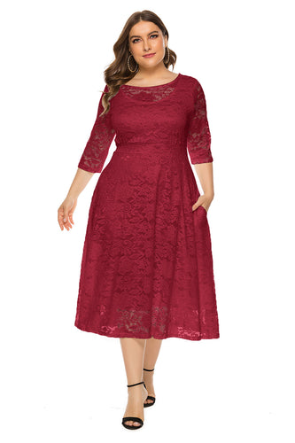 Plus Size Long Sleeves Lace Dress