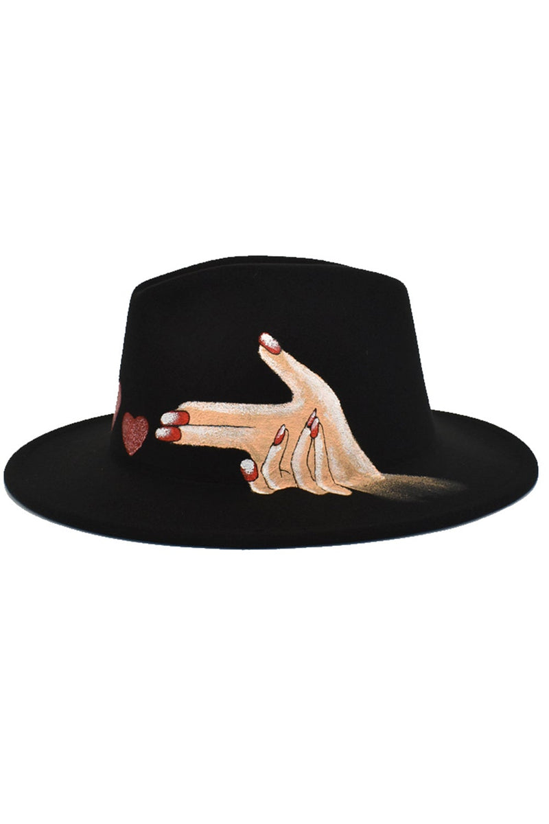 Load image into Gallery viewer, Black Heart Printed 1920s Bowler Hat