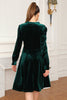 Load image into Gallery viewer, Dark Green Velvet Party Dress With Long Sleeves