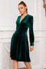 Load image into Gallery viewer, Dark Green Velvet Party Dress With Long Sleeves