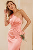 Load image into Gallery viewer, Peach One Shoulder Bridesmaid Dress with Ruffles