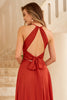 Load image into Gallery viewer, Rust Brown Open Back Bridesmaid Dress