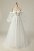 Load image into Gallery viewer, A Line Off the Shoulder Ivory Bridal Dress with Long Sleeves