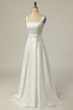 Load image into Gallery viewer, Simple A Line Square Neck White Long Wedding Dress