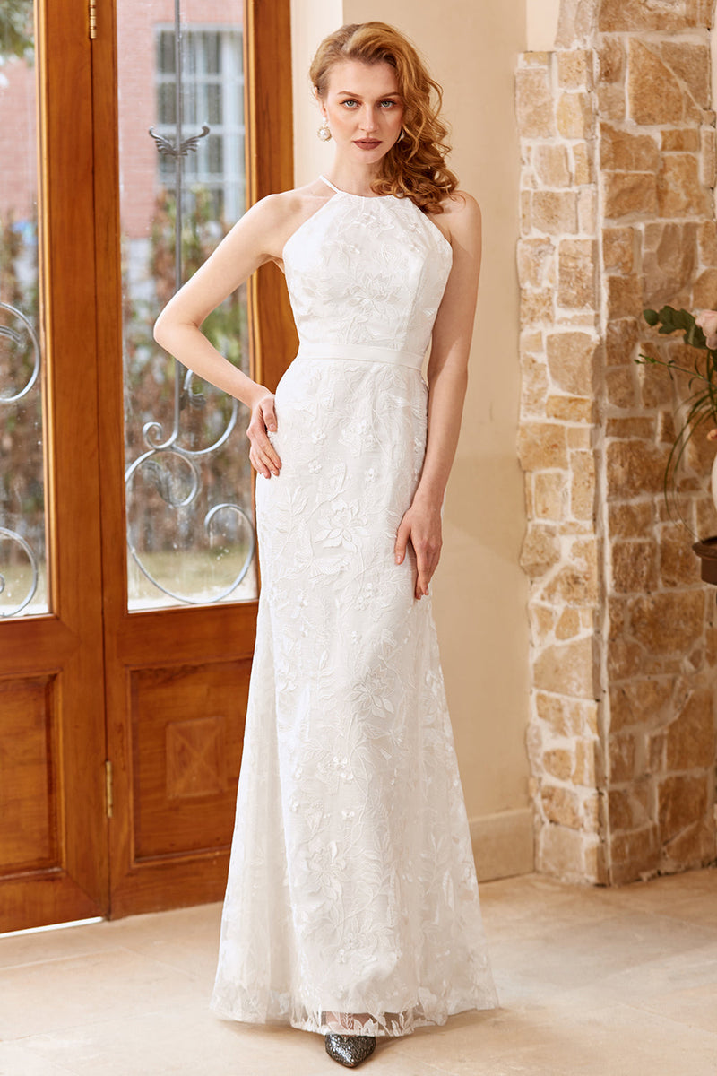 Load image into Gallery viewer, White Mermaid Floor Length Church Wedding Dress