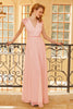 Load image into Gallery viewer, Blush V Neck Lace Bridesmaid Dress