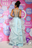 Load image into Gallery viewer, A Line Deep V Neck Light Blue Long Beaded Prom Dress with Appliques