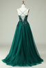 Load image into Gallery viewer, A Line Spaghetti Straps Dark Green Corset Prom Dress with Appliques