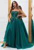 Load image into Gallery viewer, Sparkly Dark Green Tulle Long Prom Dress with Appliques