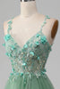 Load image into Gallery viewer, Sparkly Green A-Line Spaghetti Straps Corset Prom Dress With Appliques