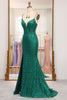 Load image into Gallery viewer, Glitter Dark Green Mermaid Long Prom Dress With Slit