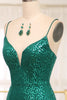 Load image into Gallery viewer, Glitter Dark Green Mermaid Long Prom Dress With Slit