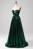 Load image into Gallery viewer, Glitter Dark Green Corset Metallic Long Prom Dress