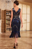 Load image into Gallery viewer, Sparkly Blue Fringed Sequins 1920s Flapper Dress with Beading