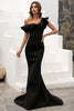 Load image into Gallery viewer, One Shoulder Mermaid Black Prom Dress