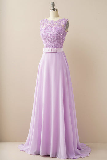 Applique Long Prom Dress