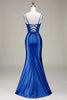 Load image into Gallery viewer, Royal Blue Mermaid Spaghetti Straps Long Prom Dress With Slit