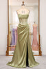 Load image into Gallery viewer, Sage Mermaid Sequined Long Corset Prom Dress With Slit