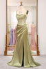 Load image into Gallery viewer, Sage Mermaid Sequined Long Corset Prom Dress With Slit