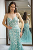 Load image into Gallery viewer, Light Green Mermaid Long Corset Prom Dress With Appliques