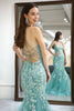 Load image into Gallery viewer, Light Green Mermaid Long Corset Prom Dress With Appliques